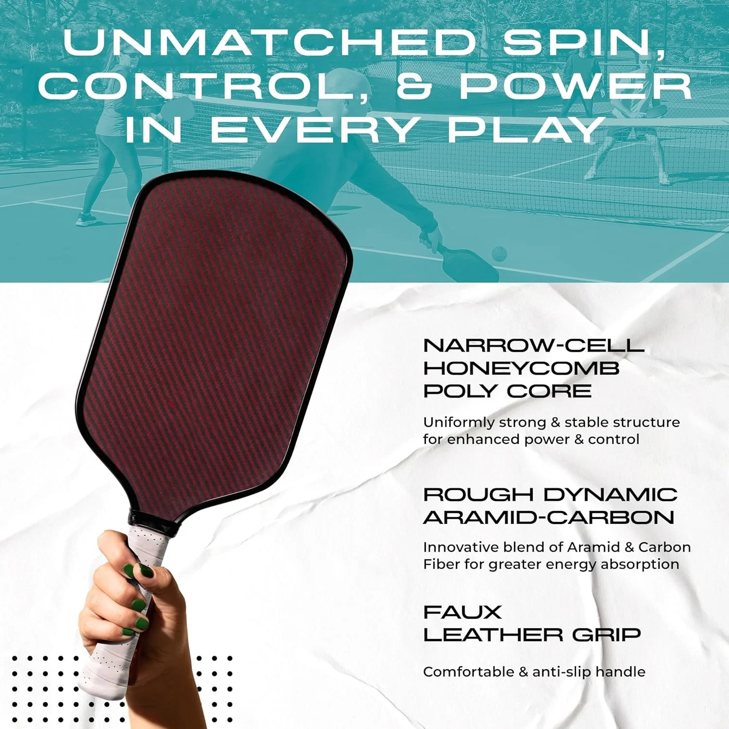 Rl 2024 New Pickleball Paddle With Dynamic Kevlar Surface And Narrow