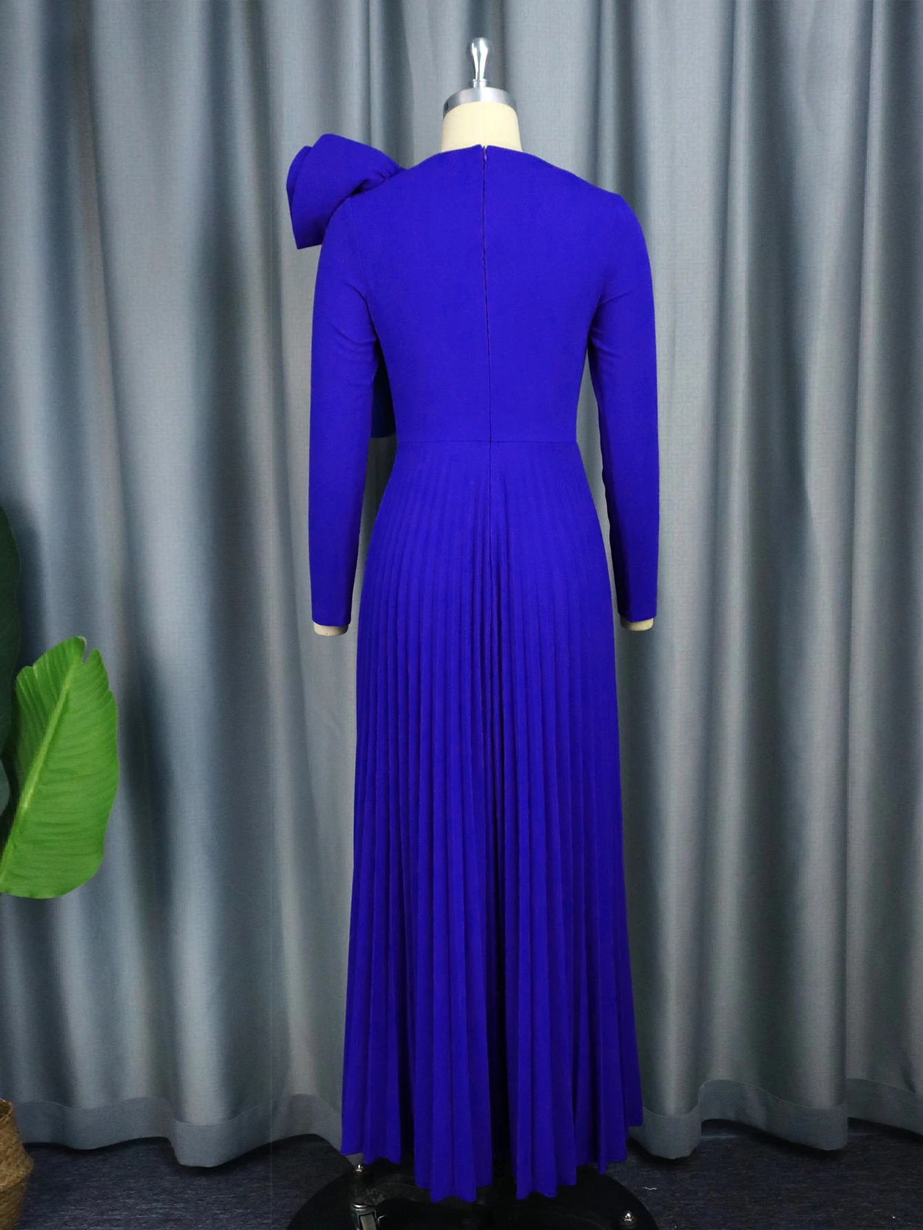 High Waist Maxi Pleat Church Dresses Ruffle Hot Pink Ladies Evening Dress