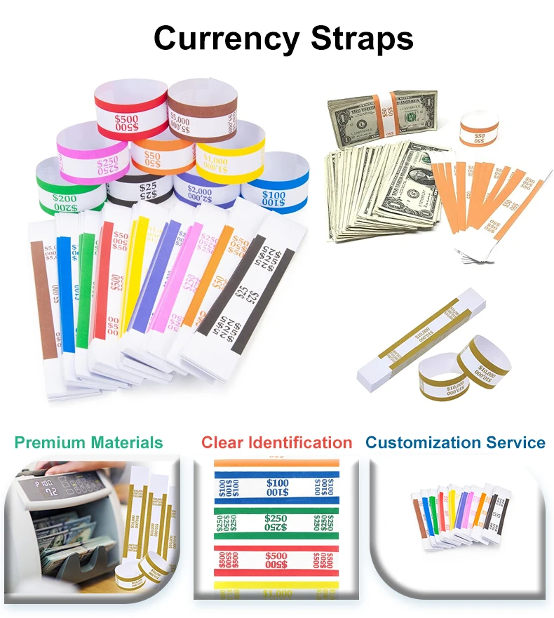 Currency Notes Packing Ribbons ABA Standard Colors Manual Currency Banknote Strap Money Bands Manual ...