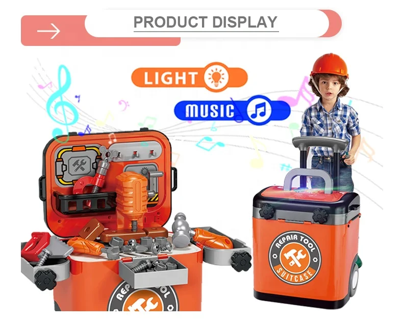Ролевые музыкальным светом детский набор инструментов для ремонта игрушки чемодан с 29 шт.