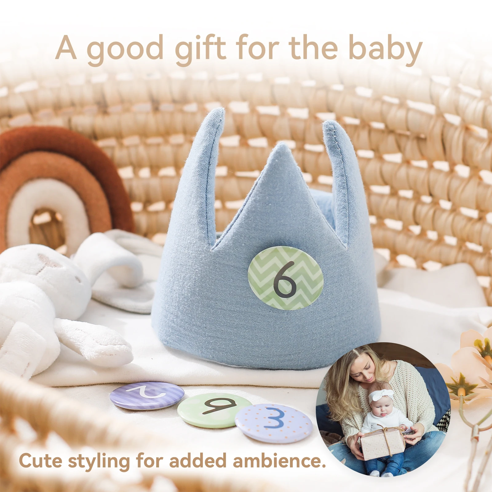Triangle Crown Digital Emblem Baby Birthday Party Decoration Baby Set ...