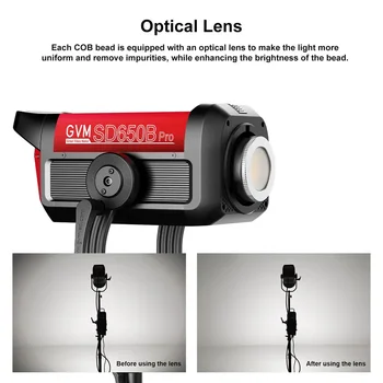 GVM Pro SD650B 650W LED Video Shooting Studio Light Bowen Mount 81300lux/m Continuous Output Adjustable PhotographyABS RemoteApp detail image