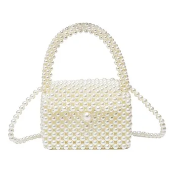 New Fashion Niche Design Single Shoulder Messenger Bag Handmade Woven Pearl Beaded Bags for women