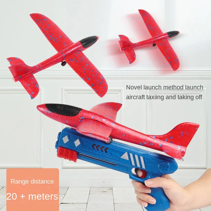 1 Pack Airplane Launcher Toy 1 Flight Mode Glider Catapult Foam Airplane Toy+1Plane Launcher for One-Touch Ejection Model,Suitable for Indoor and Outdoor Parent-Child Interactive Toy,Gift for Children 