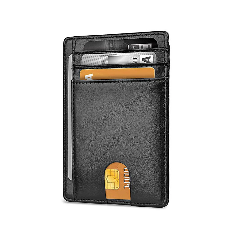 Buffway Slim Minimalist Front Pocket RFID Blocking Leather Wallets for Men Women 