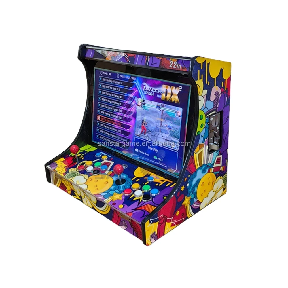 Borne Arcade Mini Bartop Rechargeable - 64 Go, WiFi, 3.6 Kg - Système Portable Multicouleur (2022)