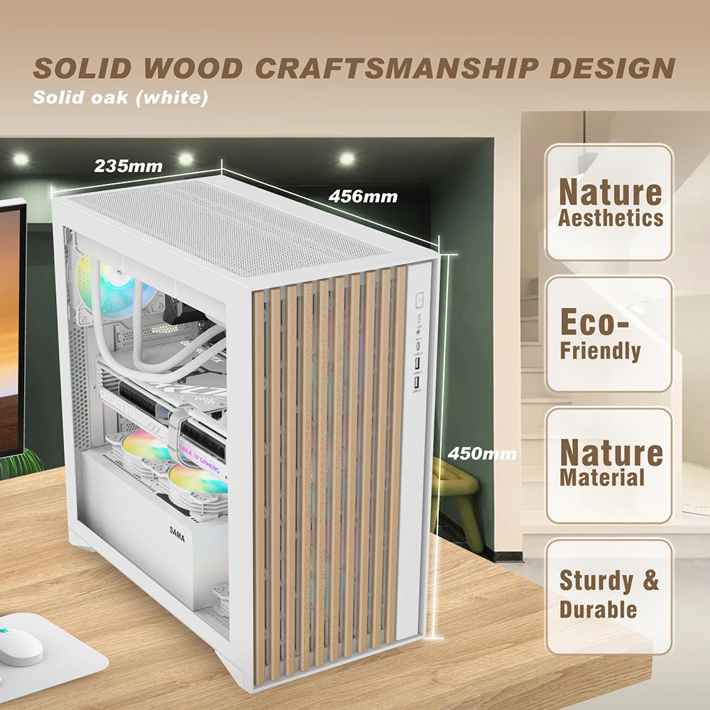 Custom Wood Computer Case ATX PC Case Wood Front Panel Wooden PC Case