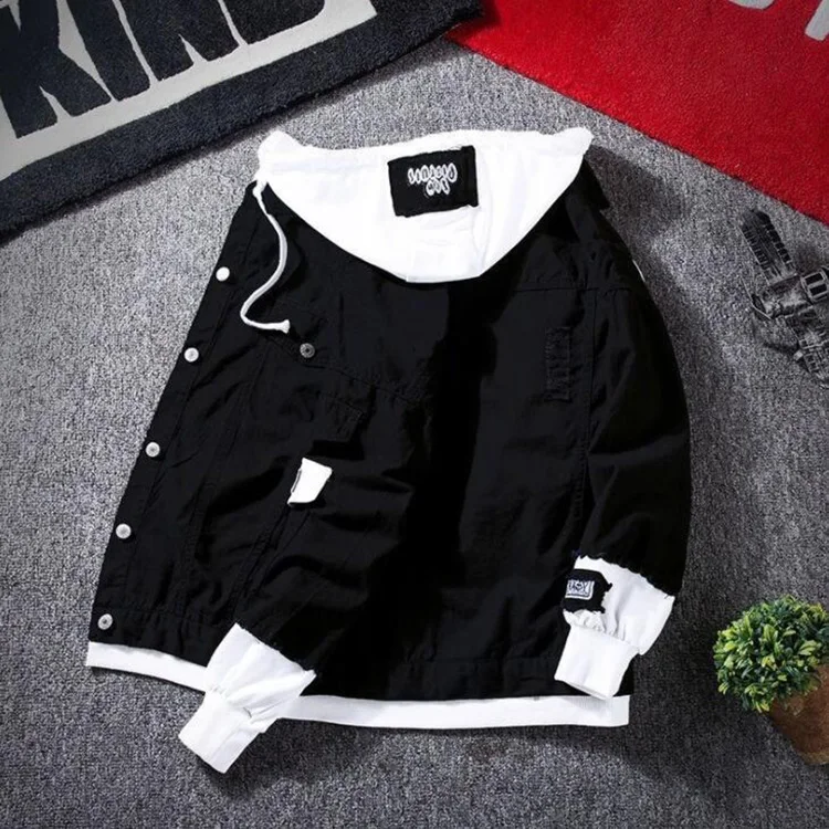 Bomber Jacket Men Black Hoodie Denim Jacket Bomber Jacket Black