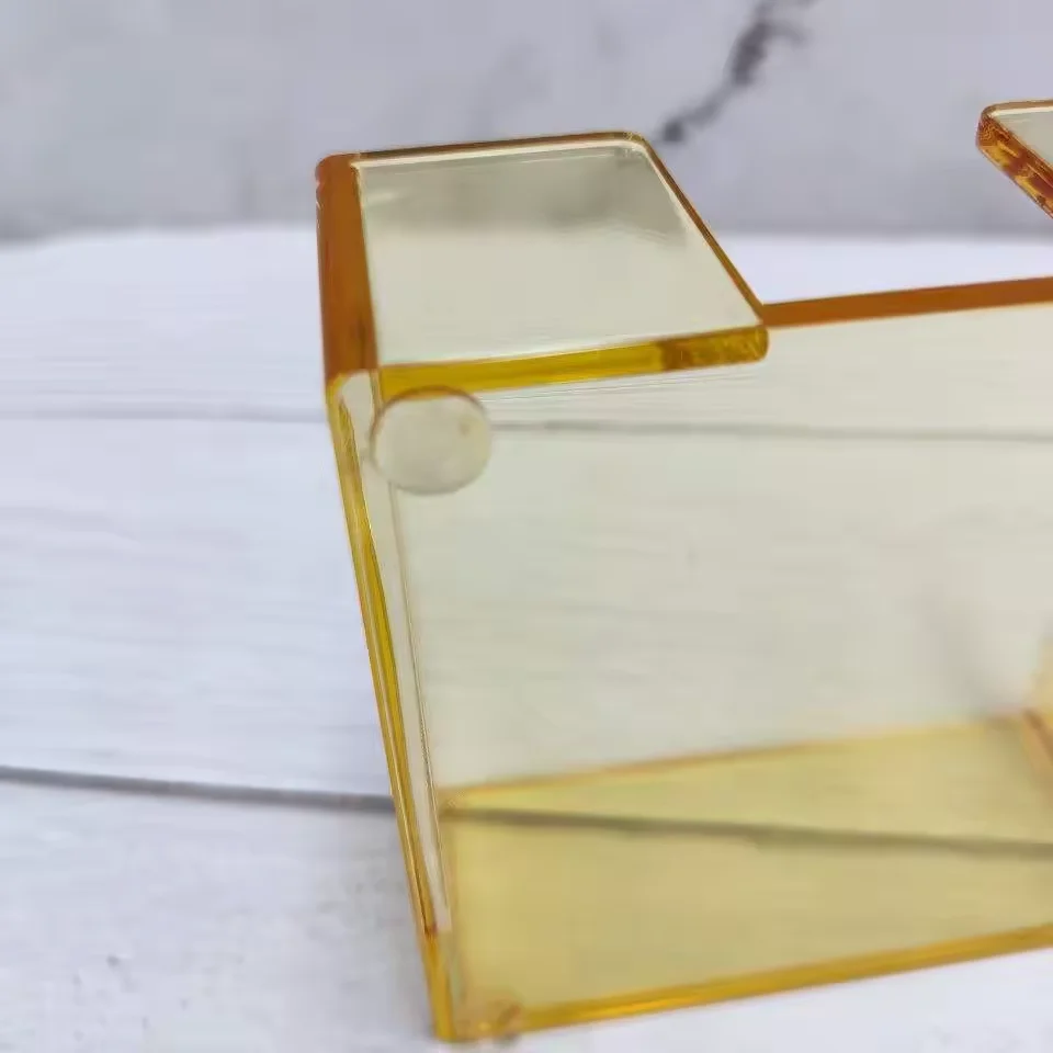 Choice Fun Clear Acrylic Drawer Storage Box with Post-It Note Clip Plastic Memo Holder for Office or Home Use