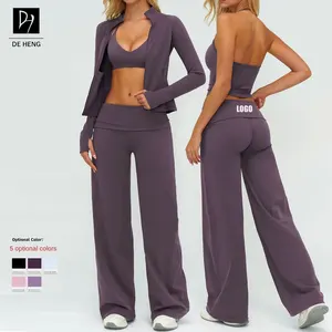 New 3 Piece Yoga Set Gym Clothes Conjuntos Deportivos Mujer Gym Fitness Activewear Workout Plus Size Women Yoga Sets