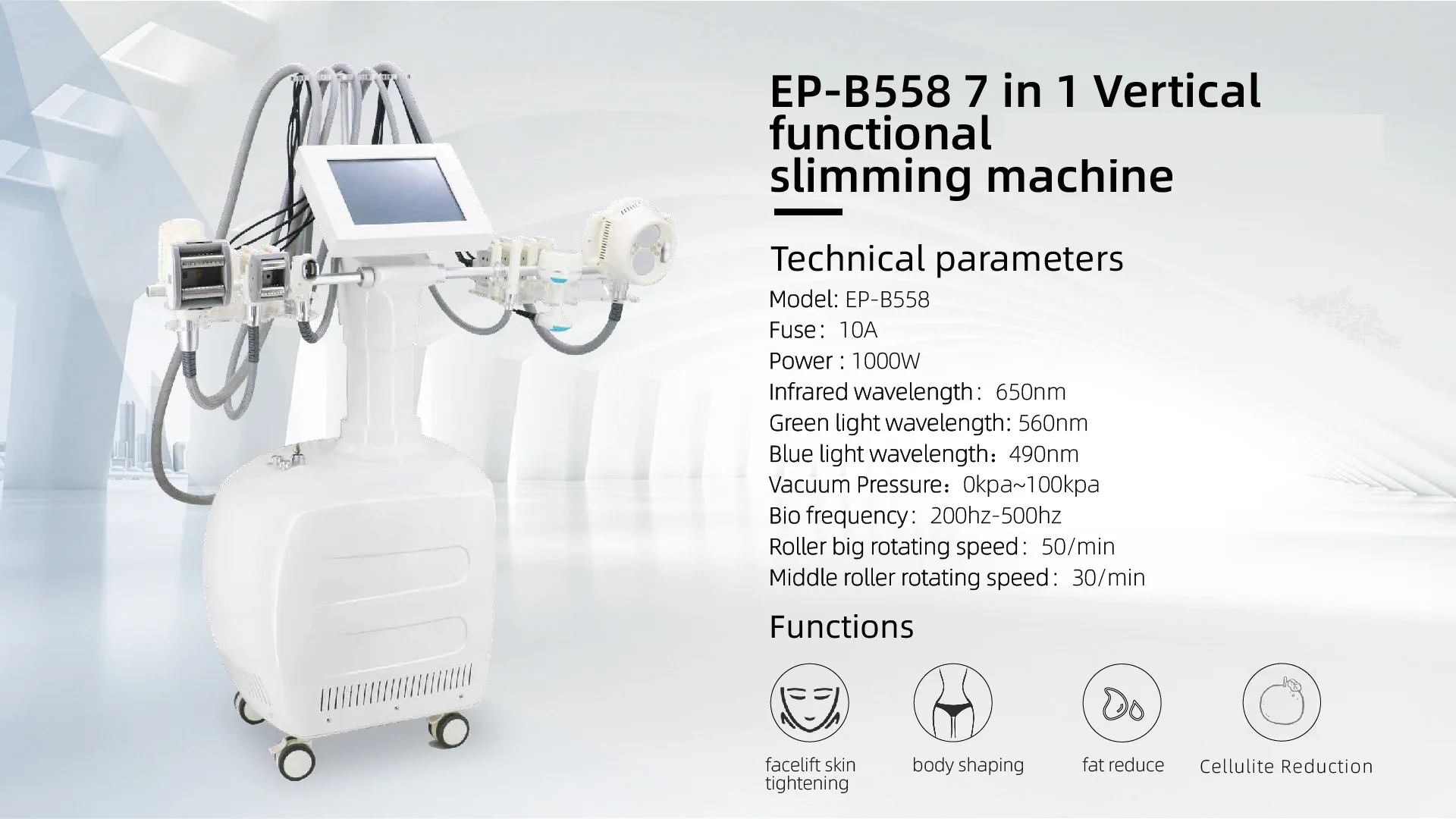 V10 Slimming Machine Multifunctional Vacuum + Rollers+ Radio Frequency RF + Infrared VelaBody Shaping Contouring Beauty