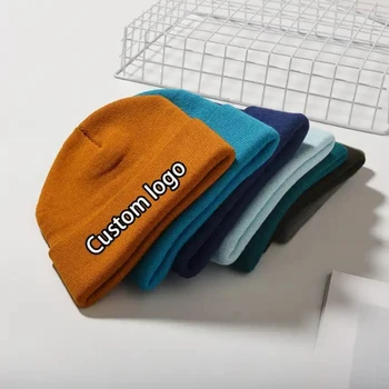 Personalized Design Your Own Pattern Adult Womens Winter Custom Embroidery Logo Knitted Hat Beanies