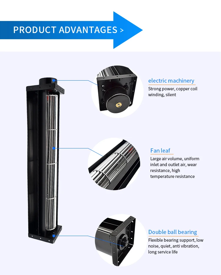 Cross Flow Impeller Fan High Temperature Resistant Metal Material 12vdc 43090 Cross Flow Fan Motor