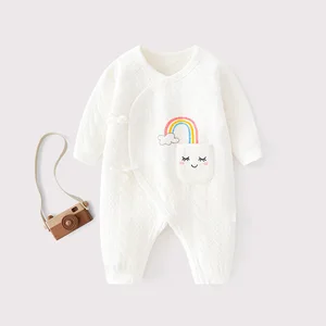 High Quality Long Sleeve Unisex Cloth Toddler Newborn with Button Baby Romper Clothes Baby Bodysuit