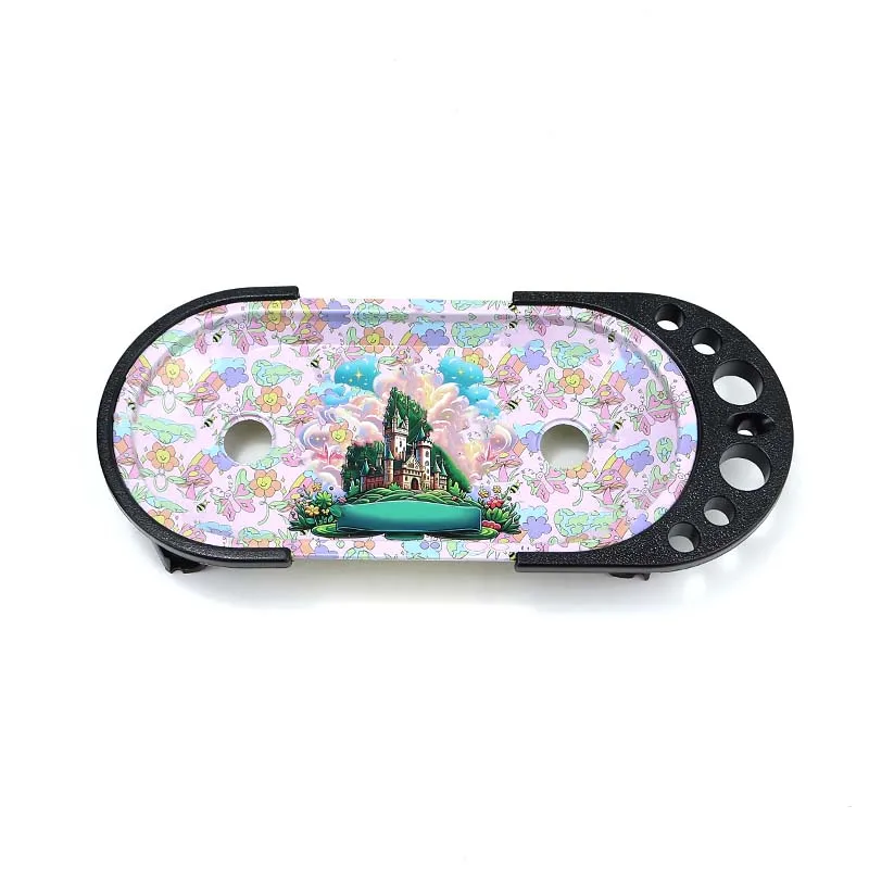 Foldable  9 in 1 Mini Rolling Tray Console Kit Set Metal Tray Pre Stand Roll Cone Filler Cigarette Metal Tray Plastic Tube Sets