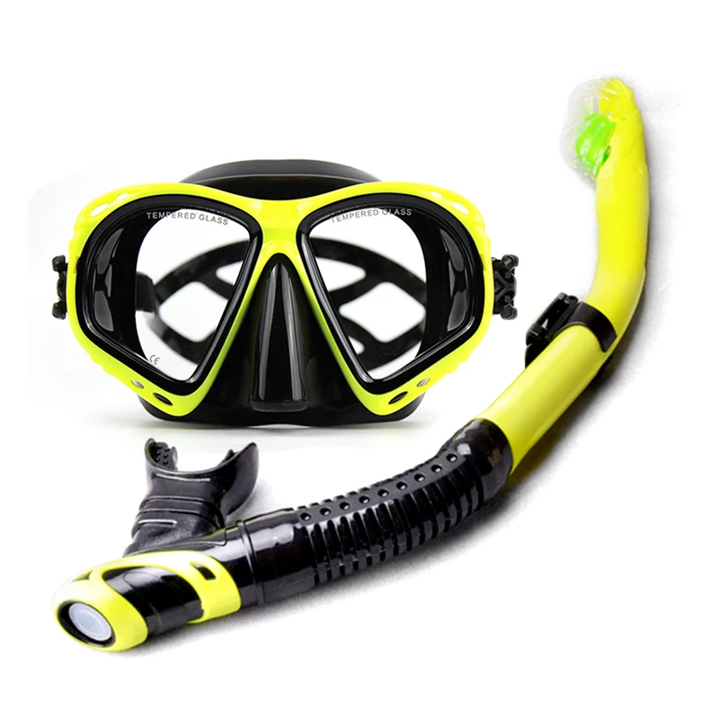 per uomo e donna antinebbia Pinne 5Set snorkeling oro set: occhiali custodia Snorkel 