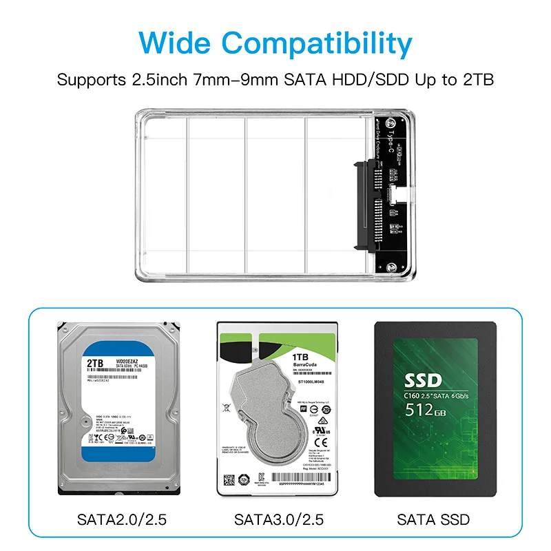 Dropshipping 3.5 inch HDD SATA IDE Plastic Storage Box Hard Drive Disk Enclosure Case