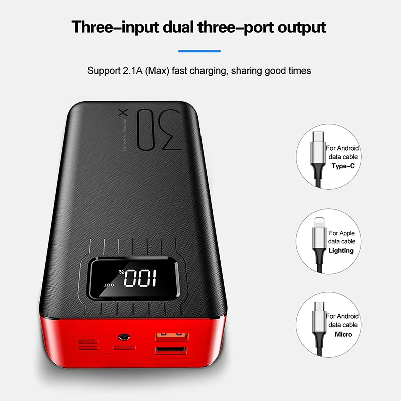 Top Selling Product 2023 LED Display Long Standby Larger Battery Capacity Power Charger Charging Supply Station Bank 30000mAh