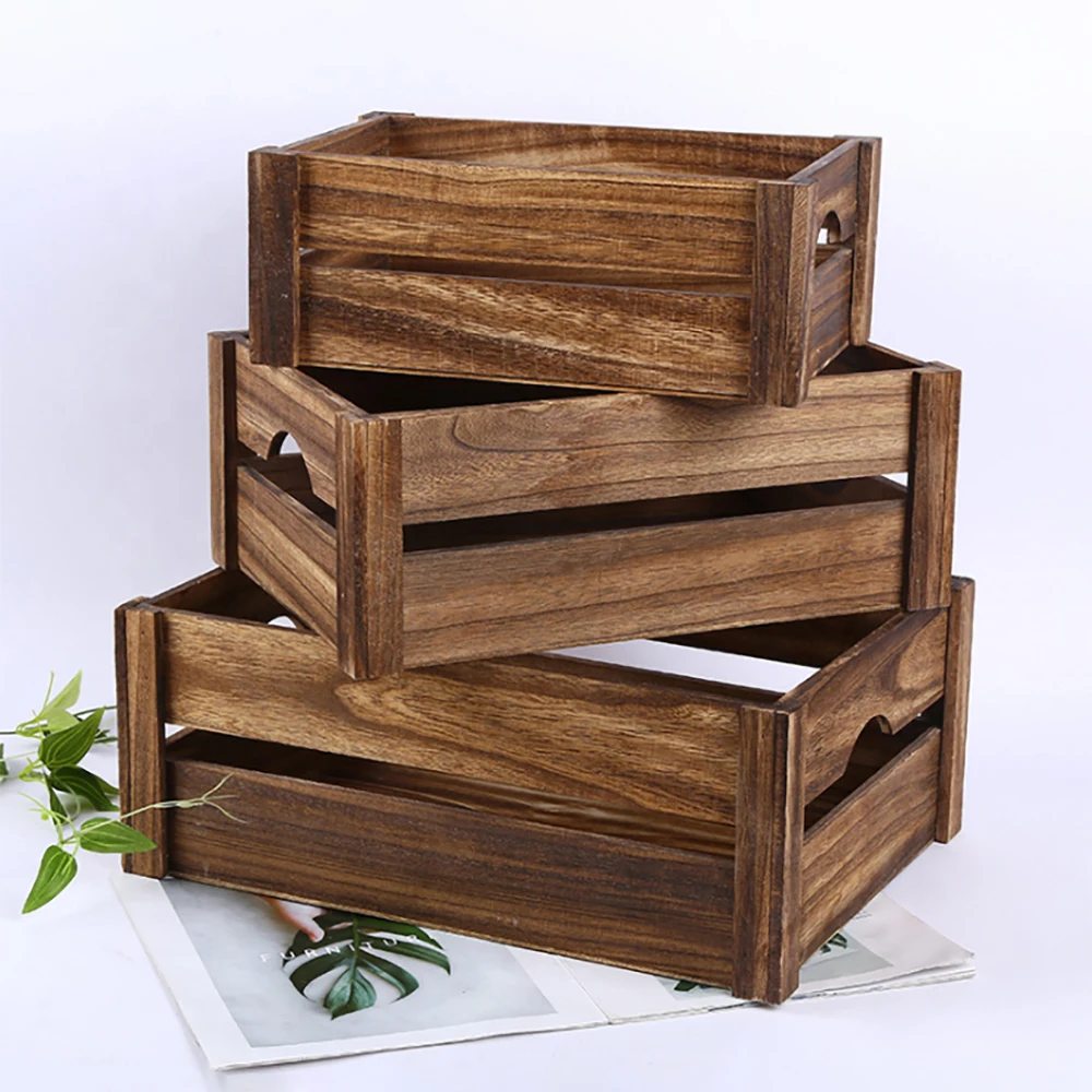 Складная деревянная Штабелируемая коробка для овощей и фруктов размера и стиля под заказ деревянный ящик