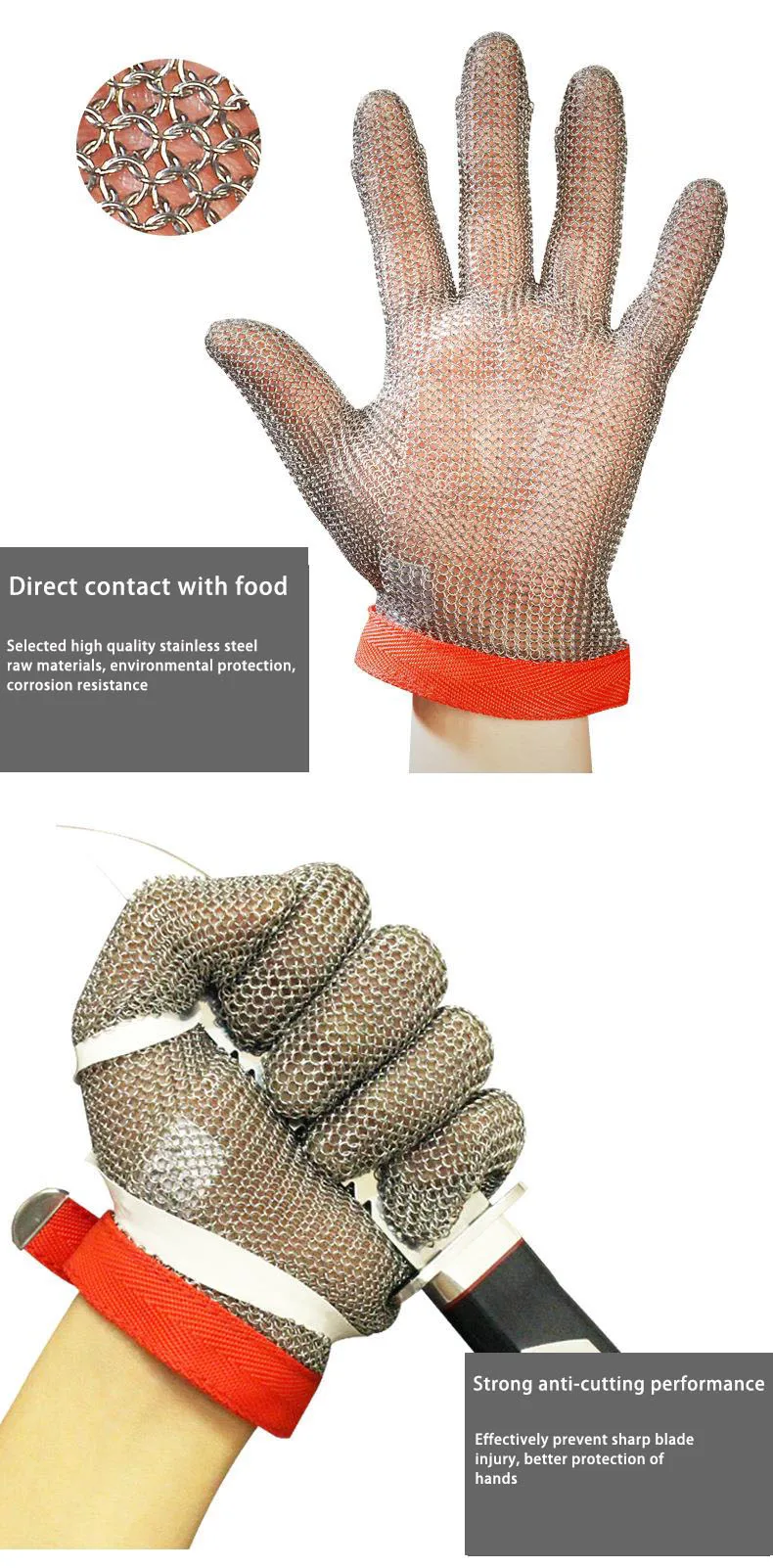 Stainless Steel Chain Mail Mesh Gloves For Butcher Workman Protect