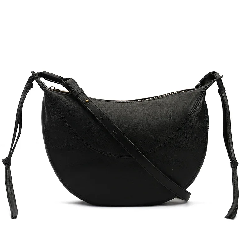 Genuine Leather Women’s Crossbody Shoulder Bag New Fashionable Large Capacity Zipper Closure Polyester Lining Single Strap