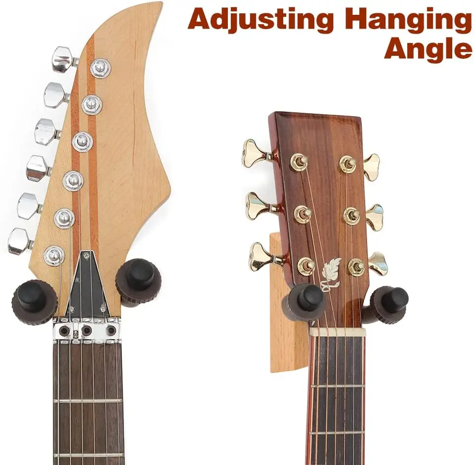 Guitar Wall Mount Hanger,Wooden Guitar Hanger With Adjustable Stopper
