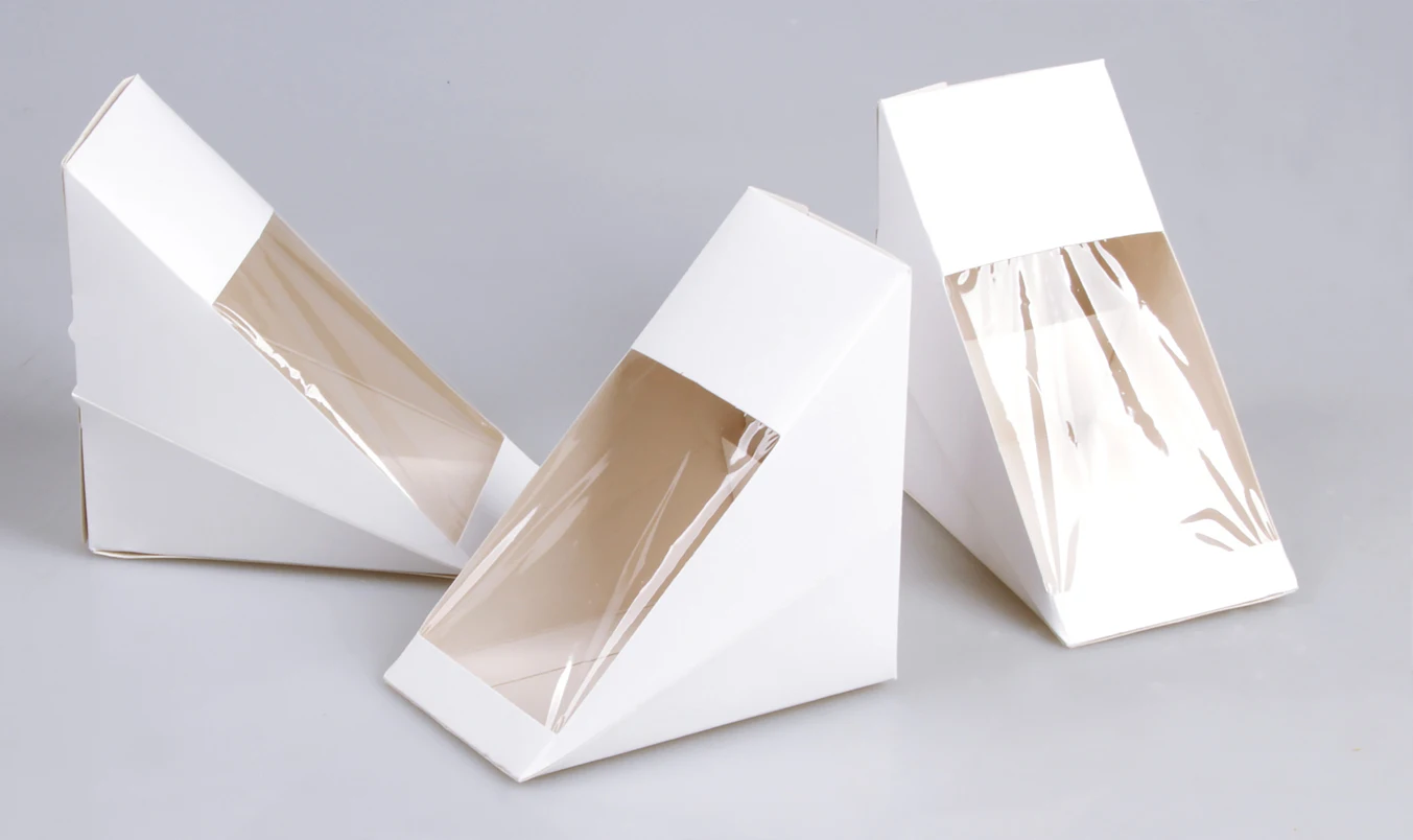 Sowinpak Brand Food Grade  PE PP PLA Aqueous Coating Kraft White Bamboo Paper Sandwich Box for Supermarket factory