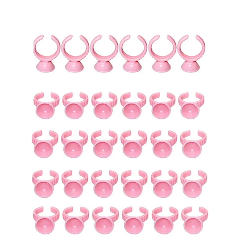 Ring Container For Lashes Pink Disposable Lash Extension Glue Holder Ring Eyelash Adhesive Glue ...