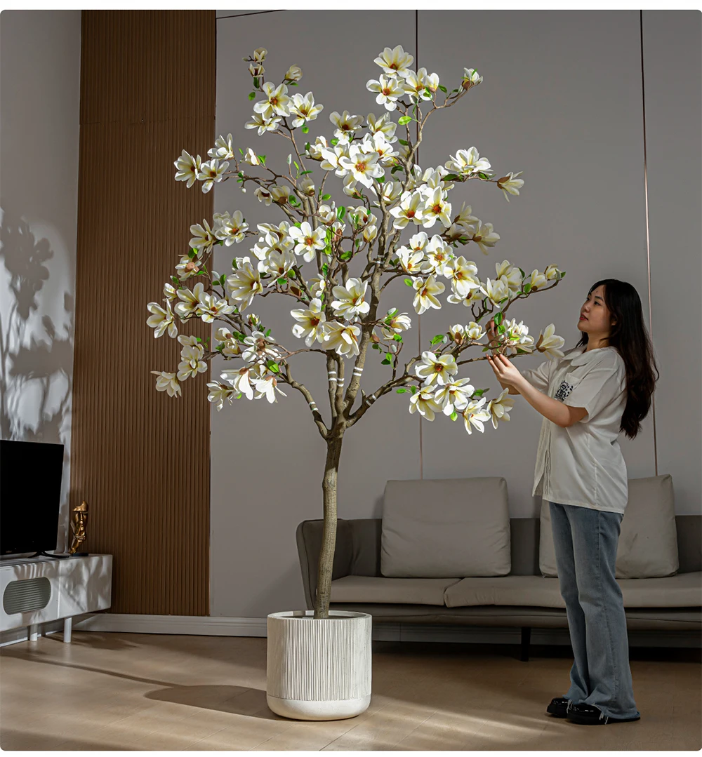 product plastic artificial magnolia tree shaped plant eco friendly high quality landscaper outdoor wedding stage flower decoration-13