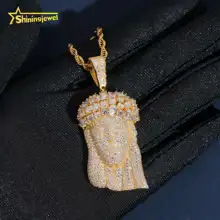 Fashion LuxuryJewelry 925 Sterling Silver Pendant Fully Iced Out Religious Diamond Pendant Moissanite Hip Hop Jesus Pendant