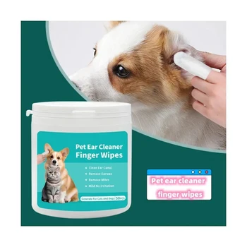 Effective Wet Pet Wipes Fingerwear for Cats and Dogs Ear Cleaning Mites Wash Care and Deodorant Tissue