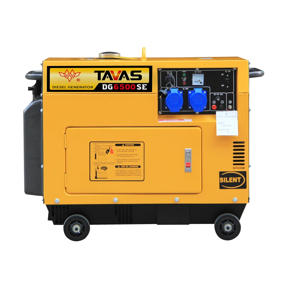 TAVAS 5KVA Silent Diesel Generator With 5KW Alternator Three Phase 50Hz Single-Cold Copper Radiator Direct Current Output