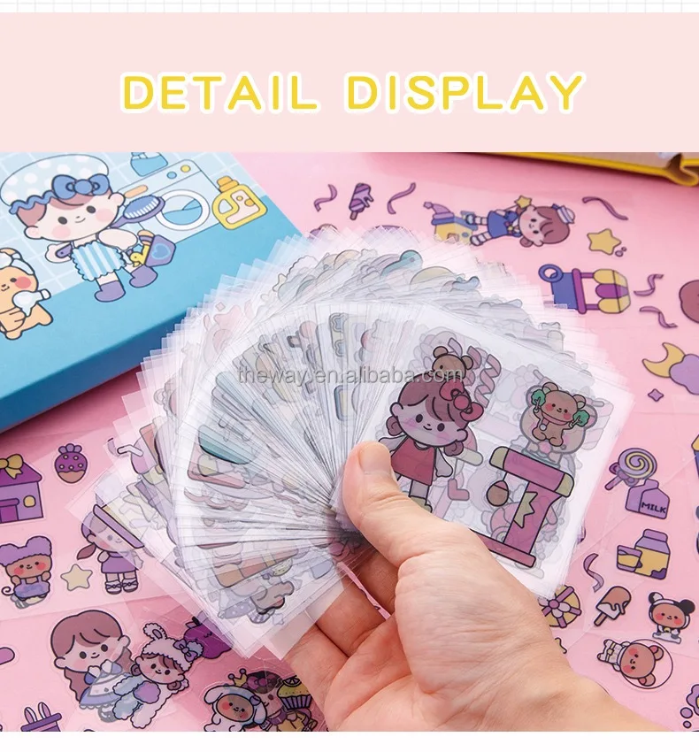 100 Sheets Die Cut Clear Pet Kawaii Mini Diary Life Kids' Sticker