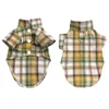 Chemise à carreaux jaune-vert avec bouton D