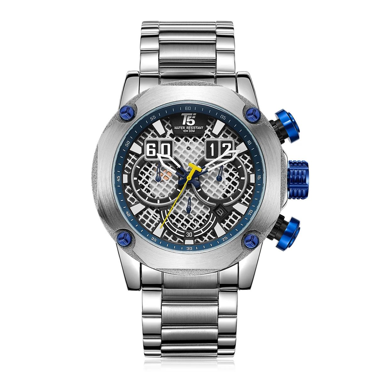 Wholesale T5 Brand Chrono Stainless Steel Band Men's Watches