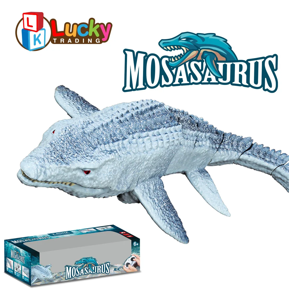 Luckytoys Remote Control Mosasaurus Shark Pool Toys with Rechargeable Battery Remote Control Dinosaur Toys for Kids