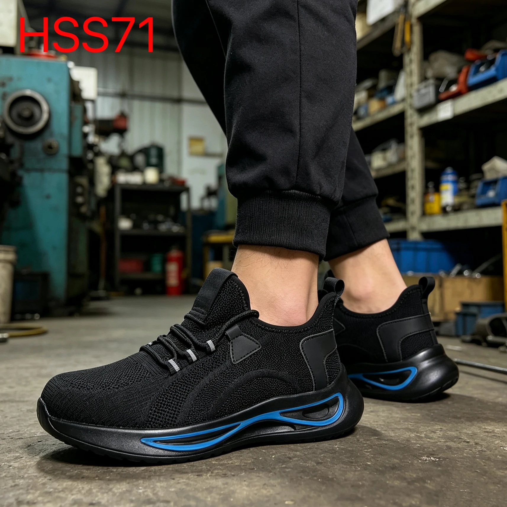 YYR,Athletic Style Quality Textile Upper Black Work Shoes Factory Site Prevent Slips&falls Safety Shoes with Steel Toe HSS71