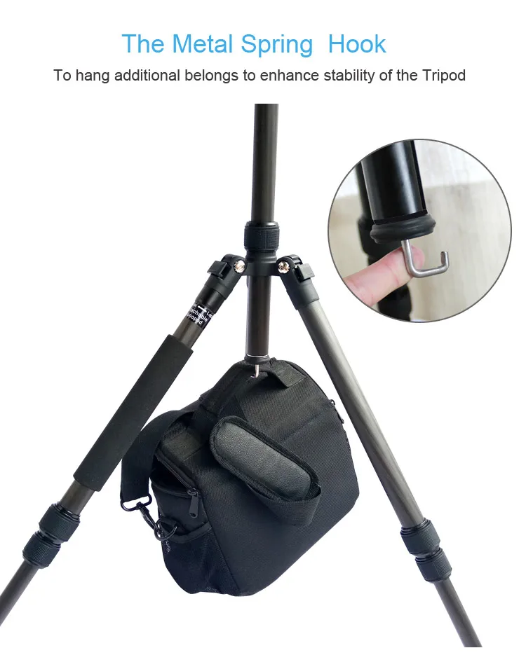 Portable Carbon Fiber Camera Tripod Stand Lightweight 360 Degree Rotation Ball Head Foldable Function for Video Use