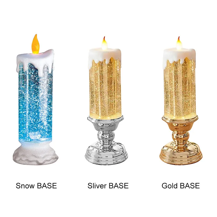 Rechargeable Colour Electronic LED Waterproof Candle With Glitter Colour Changing LED Water Candle Drop Shipping