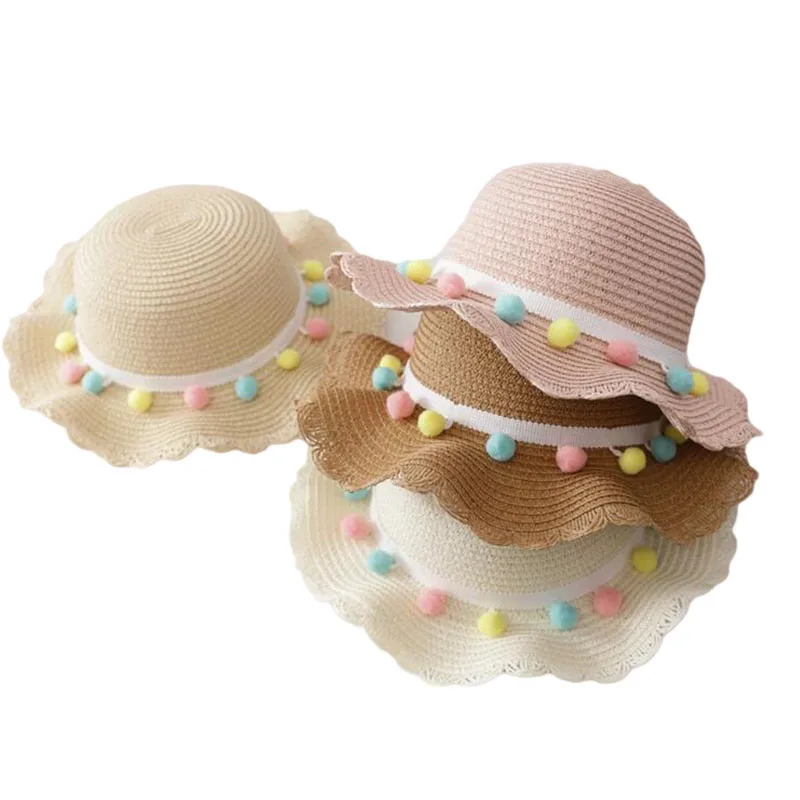 de viaje para 3 a 8 años portátil flores gorro de playa con protección solar Sombrero de paja tejida con ala ancha para niños y niñas 