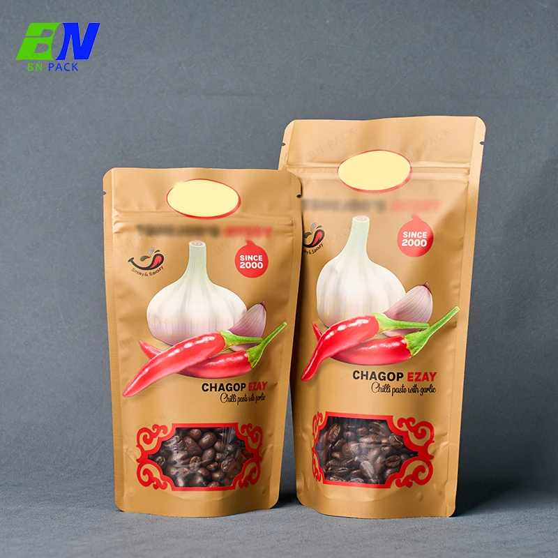 Factory Price Customized Stand up Pouch for Snack Food Spice Window Nut Packaging Zipper Bag Food Snack Doypack
