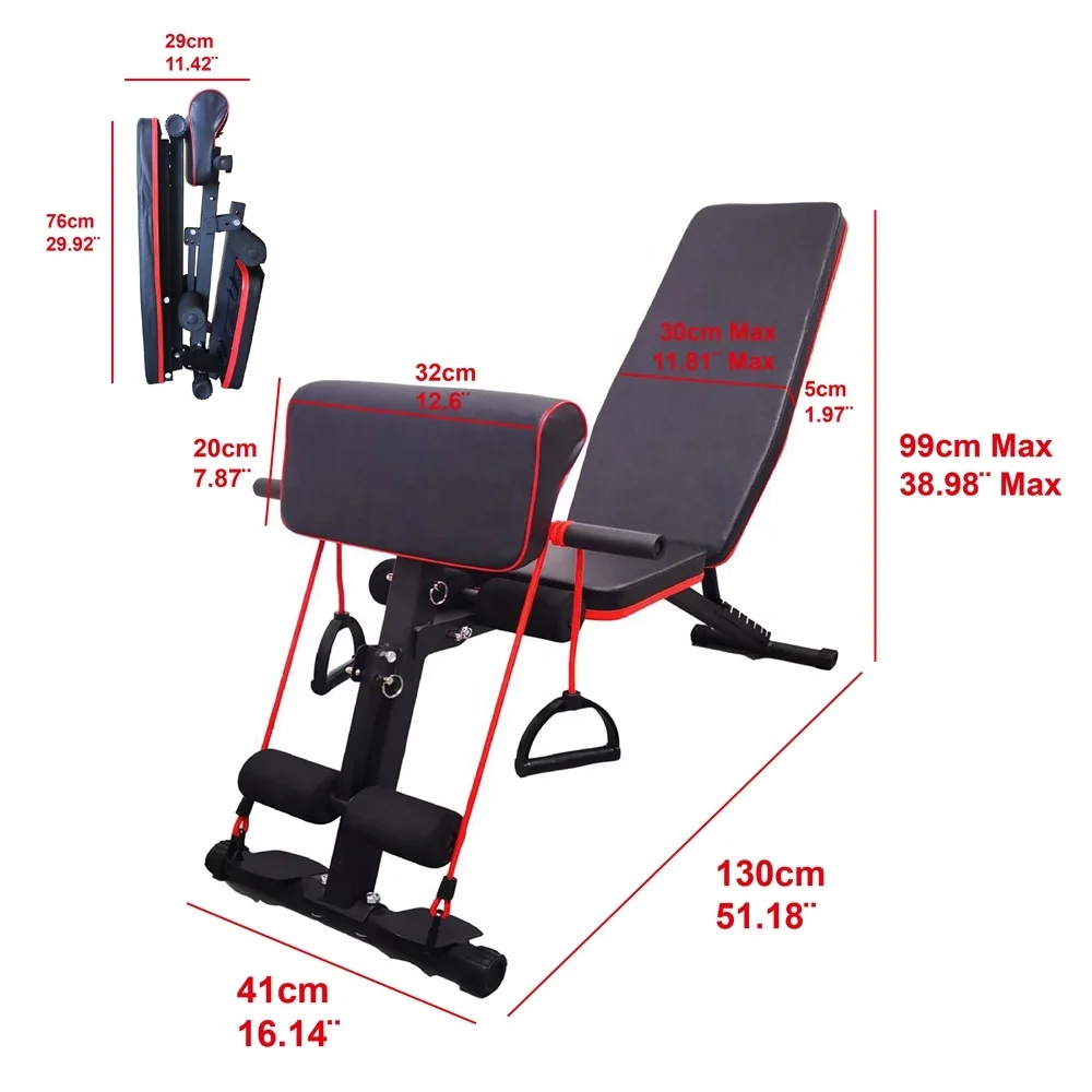 Домашнее оборудование для фитнеса тренажерного зала Складная регулируемая многофункциональная весовая скамья тренировок с изгибом ног