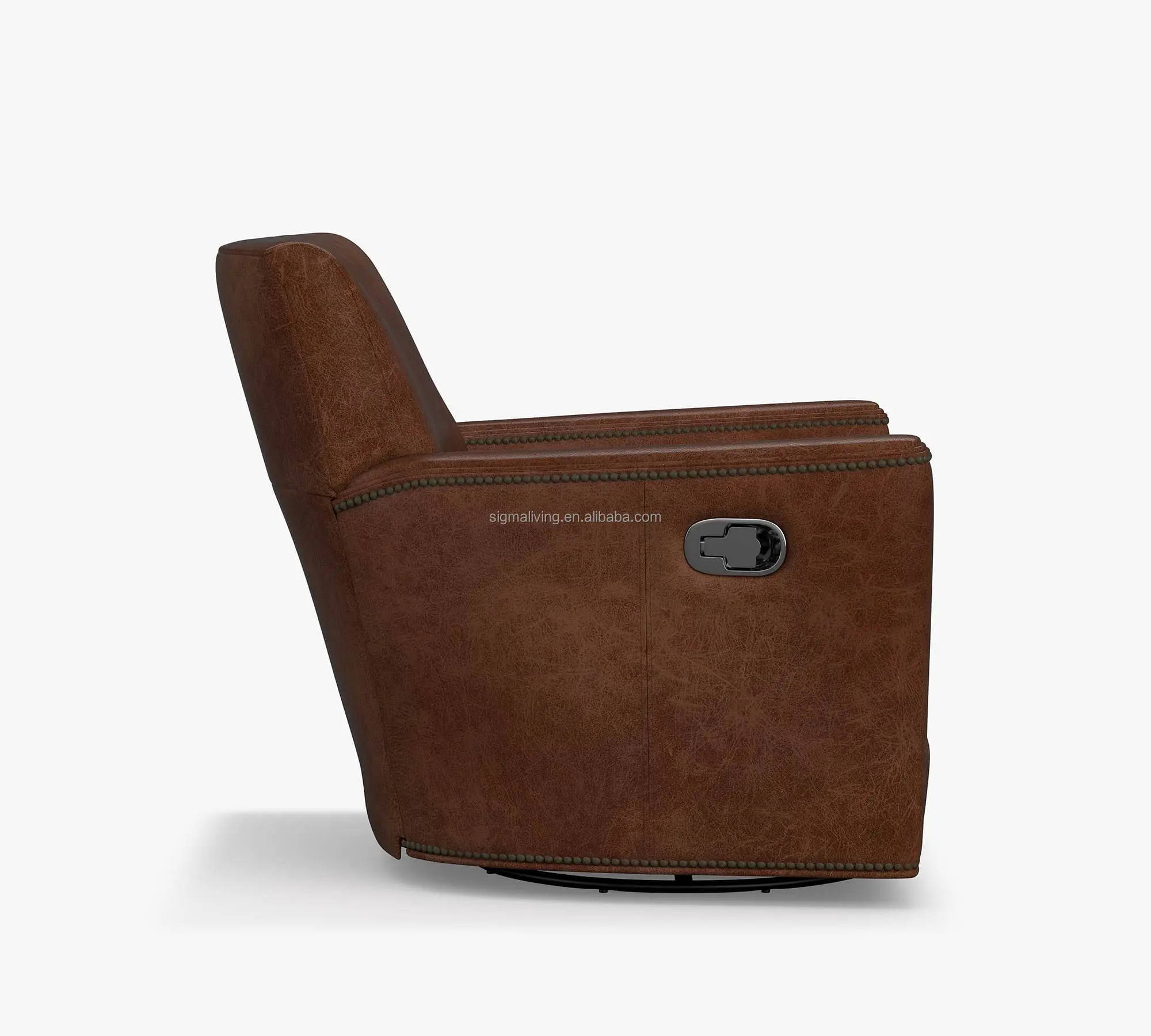 recliner chair living room furniture square arm leather grand swivel recliner