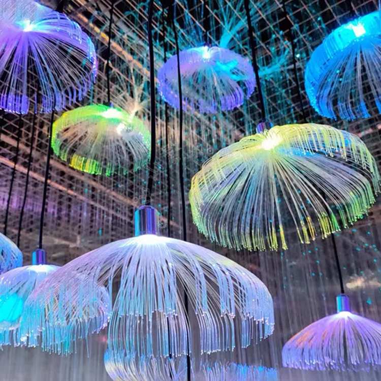 Fiber Optic Fairy String Light Jellyfish Dandelion Christmas Hanging Garland Light for Outdoor Garden Tree Patio Decor