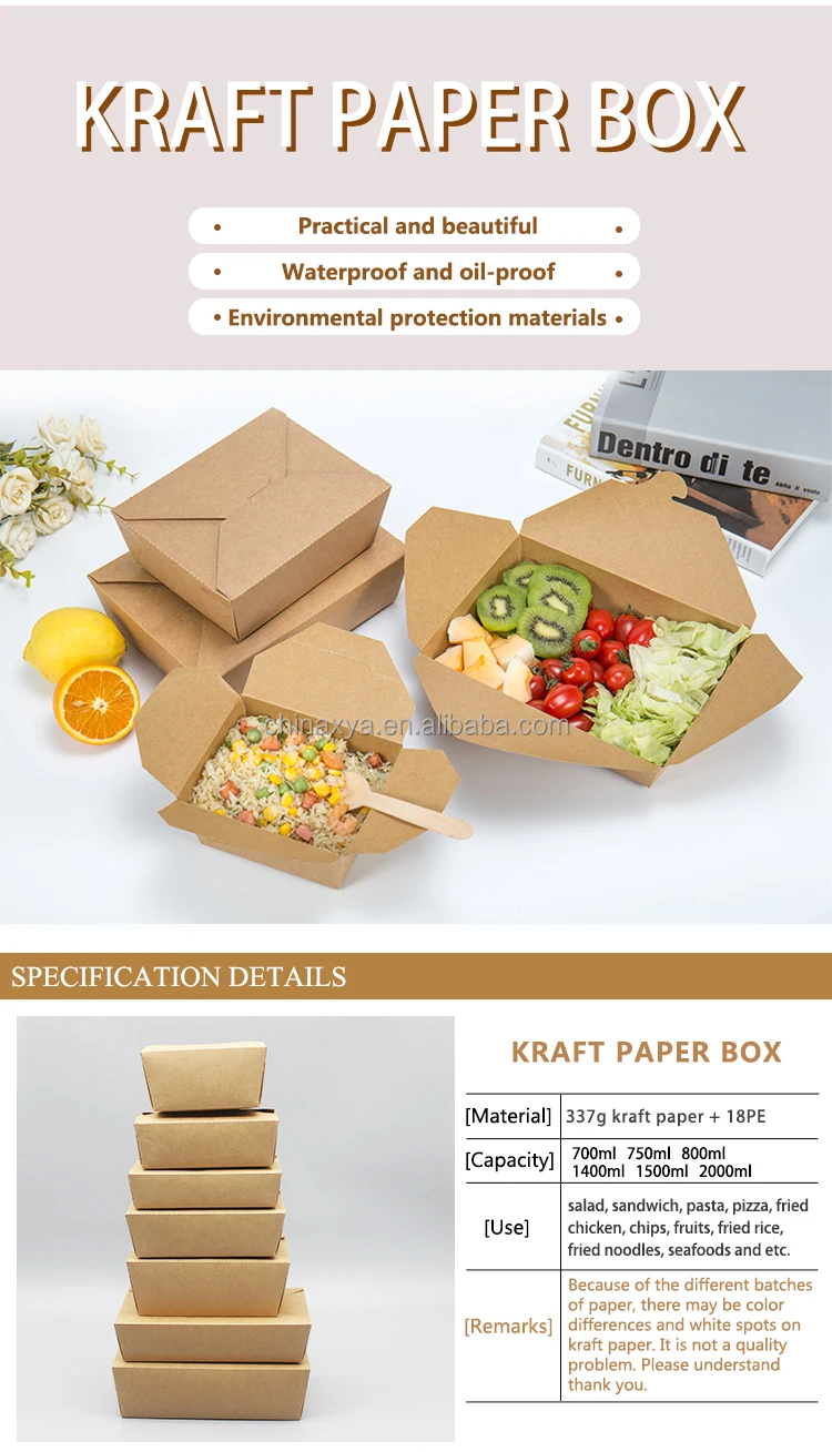 Bio degradable lunch box recycle kraft paper burger box Paper snack hot dog box details