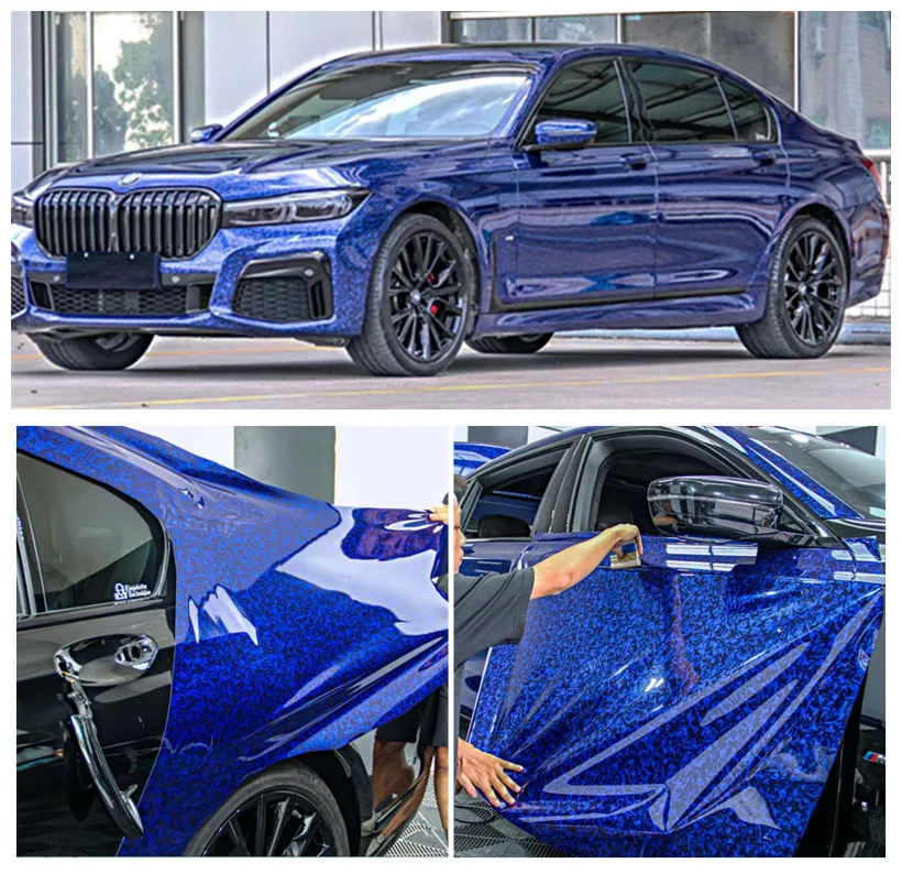 Super Glossy Blue Carbon Fiber Sheet Car Wrap Vinyl Car Body