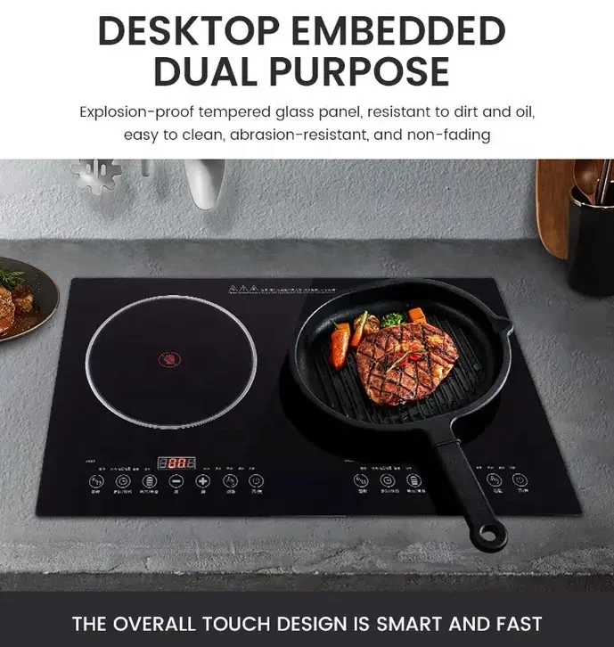 Hot Sale 2 Burners Electric Stove Induction Cooker 110V/220V Kitchen Restaurant Tabletop aperçu 2