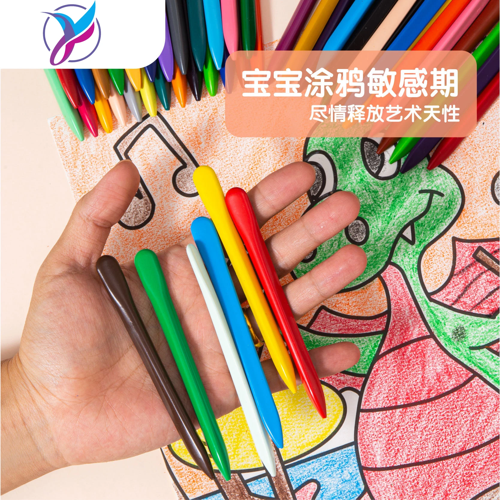 Hot Selling Colors Plastic Caryons Triangle Shape Washable Silky Kids Drawing Painting Crayons