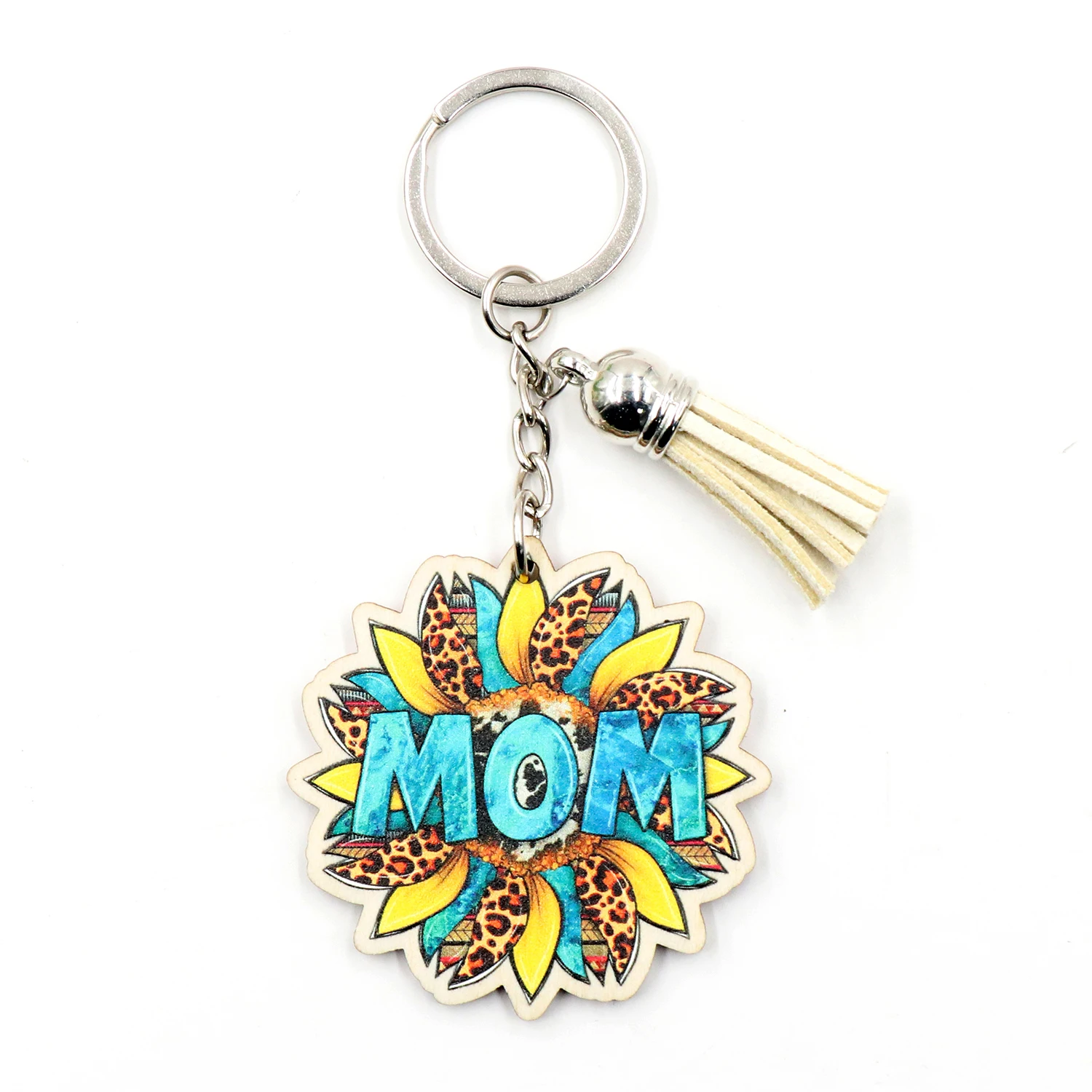 KH1312 New Cross border Sunflower Vintage Mom Keychain MOM Mother's Day Gift Wooden Keychain