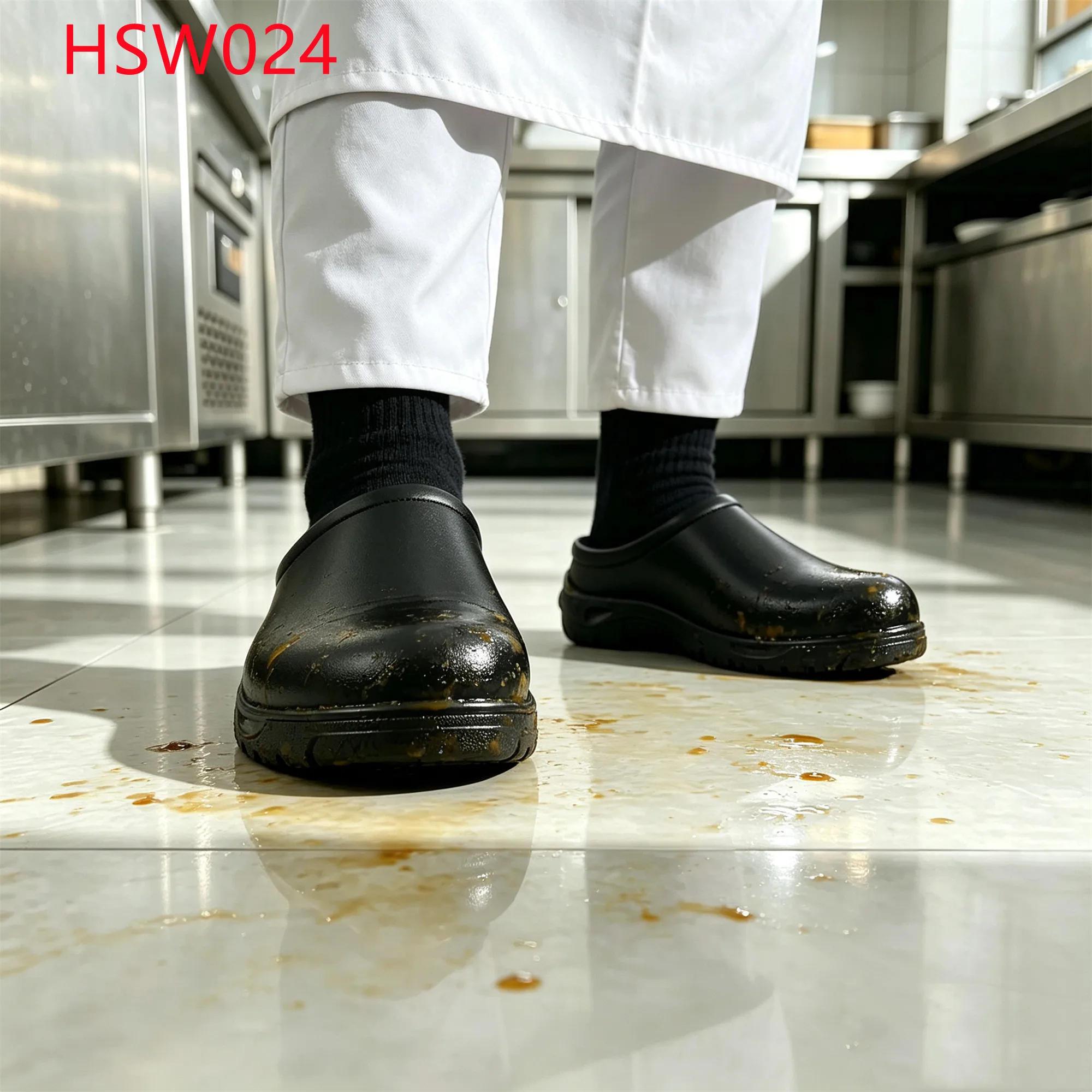 XYM,slick Kitchen Steel Toe Insert Hua Singh Pull-on Safety Clogs Clinical Operation Open-heel Design PPE Work Shoes HSW024